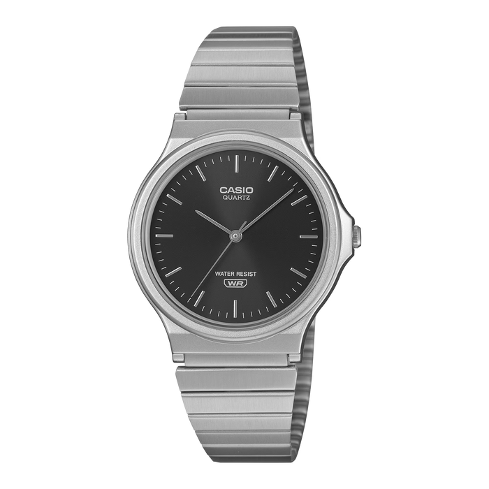 Casio MQ-24DA-1A — Esfera Negra Sunray / Tono Plateado
