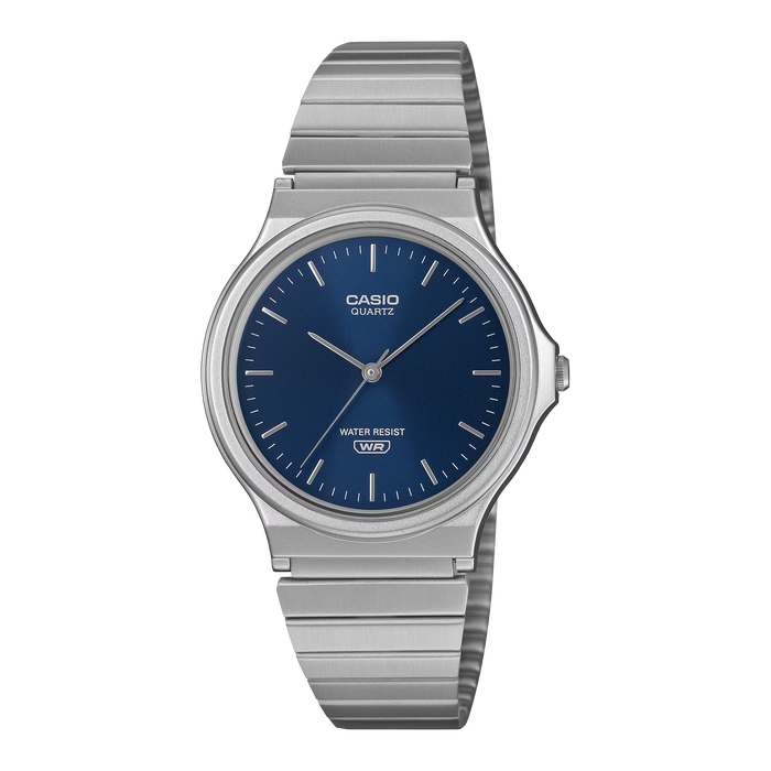 Casio MQ-24DA-2A — Esfera Azul Marino Sunray / Tono Plateado