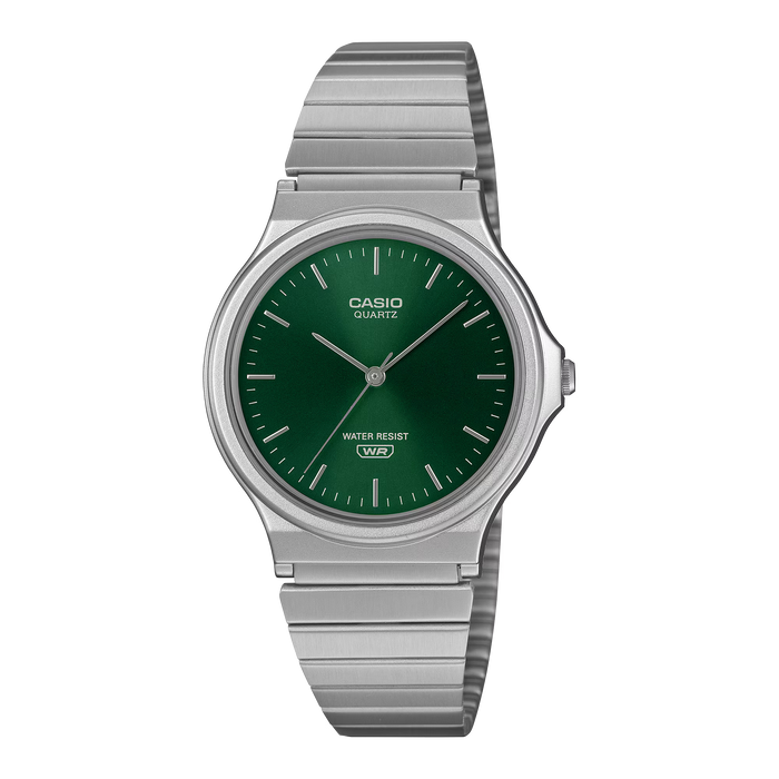 Casio MQ-24DA-3A — Esfera Verde Esmeralda Sunray / Tono Plateado