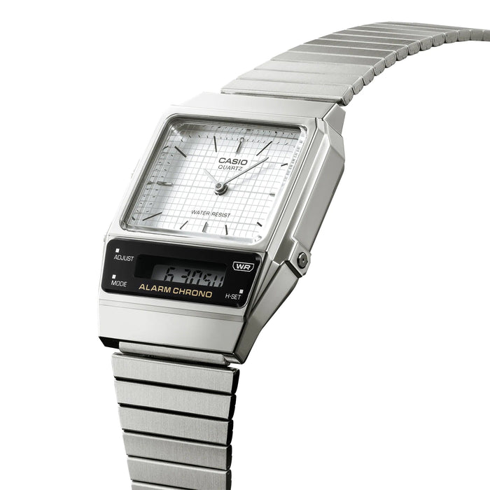 Reloj Vintage casual correa de acero inoxidable AQ-800E-7A