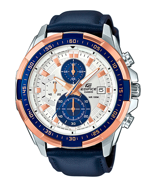 Reloj Edifice casual correa de cuero EFR-539L-7CV