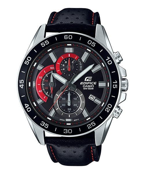 Reloj Edifice casual correa de cuero EFV-550L-1AV