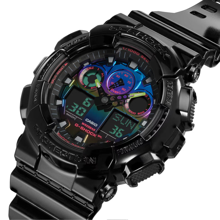 Reloj G-Shock edición Virtual Rainbow deportivo correa de resina GA-100RGB-1A