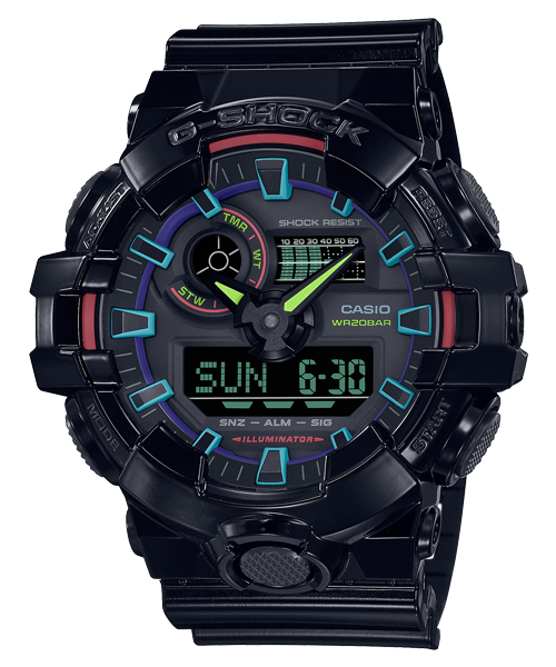 Reloj G-Shock edición Virtual Rainbow deportivo correa de resina GA-700RGB-1A