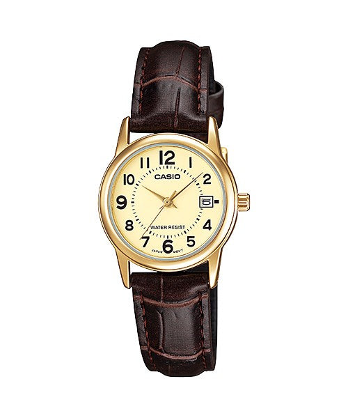 Reloj casual correa de cuero LTP-V002GL-9B