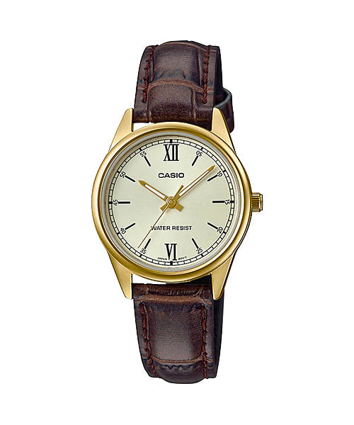 Reloj casual correa de cuero LTP-V005GL-9B