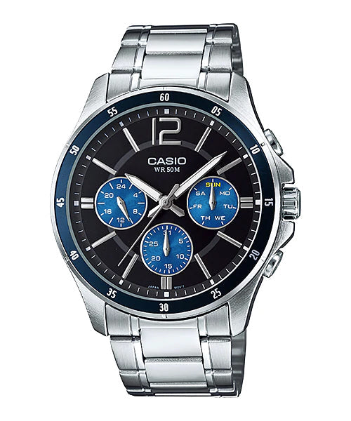 Reloj casual correa de acero inoxidable MTP-1374D-2AV