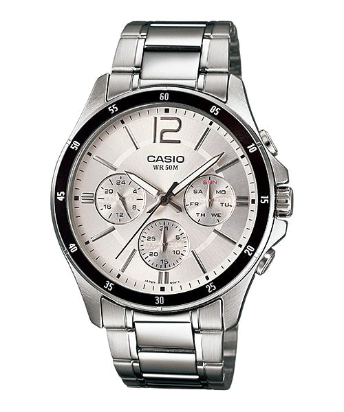 Reloj casual correa de acero inoxidable MTP-1374D-7AV