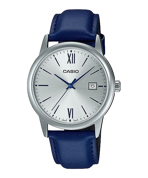 Reloj casual correa de cuero MTP-V002L-2B3