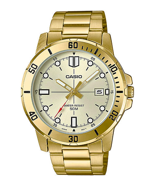 Reloj casual correa de acero inoxidable MTP-VD01G-9EV